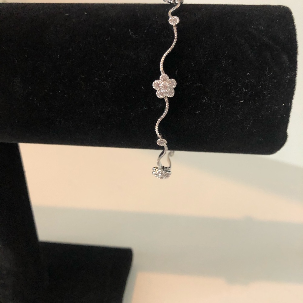 Sterling Silver and Tiny Diamond Bracelet